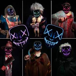 Maschera per giocattoli di Halloween Maschere per feste illuminate a LED The Purge Election Year Grandi maschere divertenti Festival Cosplay Glow In Dark