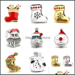 Clasps Hooks Noosa Christmas Hat Snap Rhinestone Buttons Fit Diy 18Mm Button Bracelet Necklace Jewelry Gift Drop Deliv Dhseller2010 Dhg12