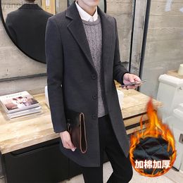 Men's Jackets Men Thicker Warm Casual Long Wool New Winter Male Solid Loose Blends Trench Size 5XL L220830