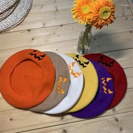 Berets Halloween Hat Tear Resistant Embroidery Adult Thick Warm Pumpkin