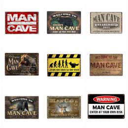 Metal Painting Man Cave Rule Strong Bear Metal Tin Sign Vintage Iron Paintings Decor For Pub Wall Stickers Retro Pub Cafe Plaques Plate Posters T220829