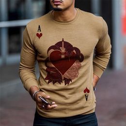 Men's Sweaters Pakaian Pria Musim Semi Gugur Sweatshirt Lengan Panjang Pullover Kartu Poker Cetak Kaos Streetwear Fashion Latihan Yg Hangat 220830