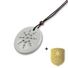 Pendant Necklaces Ceramic Health Quantum Energy Necklace For Women Men With 6 Pieces Mobile Stickers Anti EMF Radiation