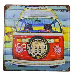 Metal Painting 30X30cm Vintage Metal Tin Signs Route 66 Bus Campers Poster Pub Bar Garage Home Decorative Wall Art Painting Plaque T220829