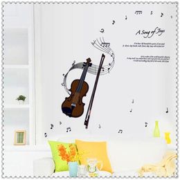 Wall Stickers Cartoon Violin Sticker Living Room Bedroom Decoration Art Mural For Kids Rooms