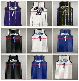 SL Penny Hardaway Basketball Jerseys Tracy 1 Mcgrady Magics 32 Vince 15 Carter Black White Blue Size S-XXL