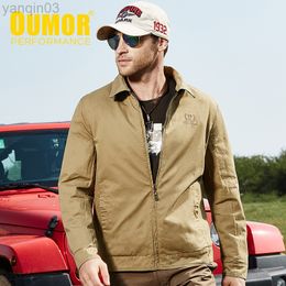 Men's Jackets Oumor 2019 Autumn Brand New Casual Outdoor Cotton Jacket Outfit Solid Military Loose Fit Cargo Plus size L220830