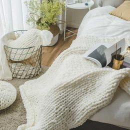 Blankets REGINA Chunky Knit Blanket For Bed Sofa Thick Yarn Acrylic Crochet Living Room Decor Carpet Weighted Soft Quilt