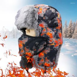 Berets Mens Flapper Accessories Winter Hat For Men Neck Windproof Riding Printed Outdoor Protection Thicken Man Hats Ear