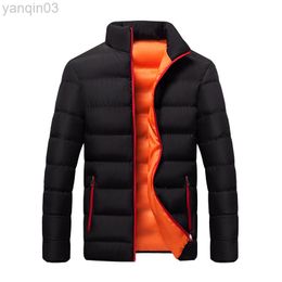 Men's Jackets 2021 New Men Solid Color Quilted Thick Standing Collar Winter Warm Large size M-5XL L220830