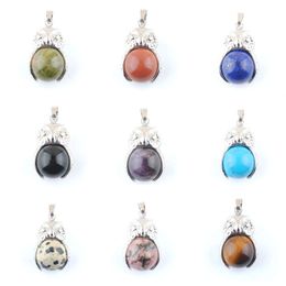 Natural Round Gemstone Bead Pendants Tiger Eye Lapis Crystal Owl Pendant for DIY Trendy Jewelry Necklace Reiki Heal Gift BO921