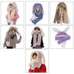 Berets Sweet Cartoon Ear Hat Cute Faux Fur Gift Windproof Scarf & Gloves Set Winter Thick W/ Mitten