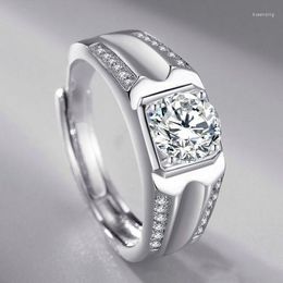 Wedding Rings Men's Ring Silver Colour Plated Platinum Domineering Imitation Moissanite Zircon Fashion Valentine's Day Birthday Gift