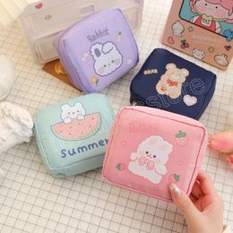 Travel Mini Makeup Bags Cartoon Sanitary Napkin Towels Bag Korean Style Small Money Card Lipstick Earphone Storage Cosmetic Bag