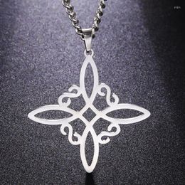 Anhänger Silber Halsketten Farbe Hexenknoten Halskette Hexerei Edelstahl Keltischer Charme Schutz Amulett Schmuck