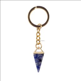 Key Rings Stone Key Chain Natural Lapis Lazi Opalite Chains With Women Purple Crystal Keychain Christmas Gift Drop Delive Dhseller2010 Dhb84