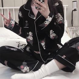 Women's Sleepwear Fan Sweet Sexy Long Sleeve Trousers Worn Outside Home Clothes Cute Cartoon Girls Pyjamas Suit Comfortable Loose Homewear 220830