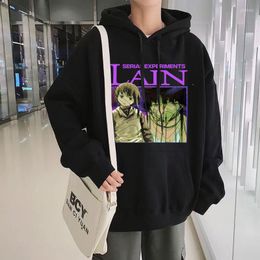 Men's Hoodies Anime Serial Experiments Lain Oversized Hoodie Men Graphic Unisex Iwakura Manga Girl Sci Fi Hooded Sweatshirt Streetwear