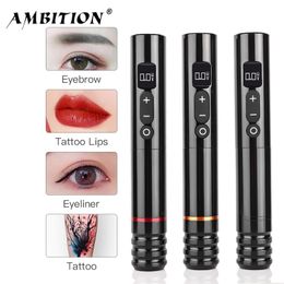 Tattoo Machine Ambition Wireless Tattoo Machine Pen Permanent Makeup Eyeliner Lips Tools Micropigmentation SemiPermanent 220829