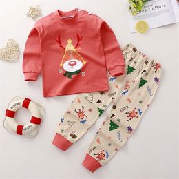 Special Occasions Christmas Pajama Sets Boy Elk Santa Claus Pattern Sleepwear Suit Kids Cotton Pijama Autumn Winter Baby Boys Girl Clothing 220830