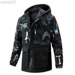 Men's Jackets Men Winter Down Camouflage Casual Warm Parka New Fashion Wear On Both Silk Detachable Hood 3XL L220830