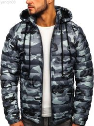 Jackets masculinos Zogaa Menas da moda camuflagem com capuz Zipper Casaco de algodão quente L220830