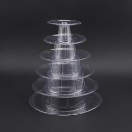 Baking Moulds 6 layer Macarons Display Tower Plastic Macaron Stand Fondant Cake Wedding Decorating Tool 220830