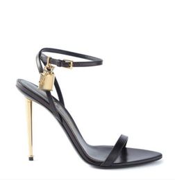Названия брендов Woman Sandal queen tom - сандалии с замком на высоком каблуке, роскошные дизайнерские туфли на высоком каблуке, голые туфли-лодочки, сексуальный острый носок с коробкой