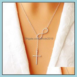 Pendant Necklaces New Fashion Infinity Cross Pendant Necklaces Wedding Party Event 925 Sier Plated Chain Elegant Jewellery Dhseller2010 Dh3Aj