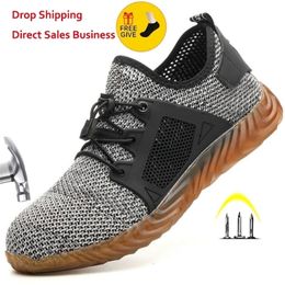 Dress Shoes Breathable Mesh Safety Men Light Sneaker Indestructible Steel Toe Soft Antipiercing Work Boots Plus size 3548 220829