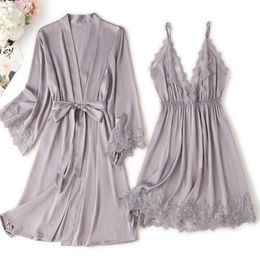 Women's Robe Lace Trim Sexy Wedding Lady Suit Loose Satin Bride Bridesmaid Kimono Bathrobe Gown Mini Sleepwear Rayon Intimate Lingerie 220830