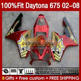 Injection Mould Fairings For Daytona 675 675R 02 03 04 05 06 07 08 Bodys 148No.9 Daytona675 Daytona 675 R 2002 2003 2004 2005 2006 2007 2008 OEM Fairing Kit metal red blk