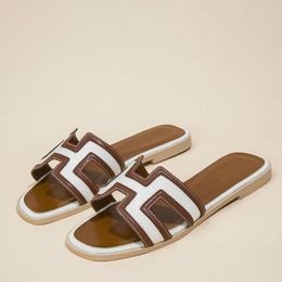 Women Oran Original Slipper Fashion Wear Out 2024 Summer Retro Leather Flat Bottom Word Lazy Casual Sandals Insh