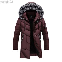 Men's Jackets Men Winter Trench Long Down Hooded Casual High Quality Male Cotton Slim Warm Parka Fleece L220830