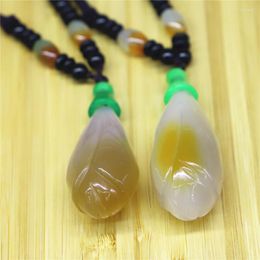 Pendant Necklaces Fashion Agates Chalcedony Jades White Magnolia Flower Natural Sweater Chain Necklace