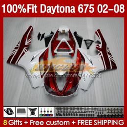 Injection Mould Fairings For Daytona 675 675R 02 03 04 05 06 07 08 red pearl blk Bodys 148No.18 Daytona675 Daytona 675 R 2002 2003 2004 2005 2006 2007 2008 OEM Fairing Kit