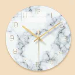 Wall Clocks Est Nordic Glass Marble Texture Clock Home Decor Modern Minimalist Silent Art Creative Living Room Fashion