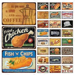 Metal Painting Fast Food Tin Sign Vintage Plaque Hot Dog Wall Decor For Kitchen Cafe Diner Bar 20x30cm T220829