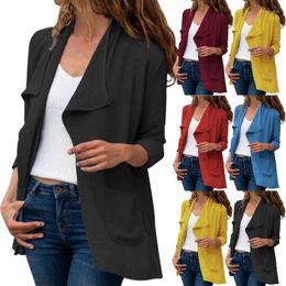 Women's Knits Autumn Ladies Cardigan Light Jacket Women Fashion Soild V-neck Long Sleeve Coat Pockets
