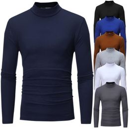 Männer Pullover Rollkragen Für Einfarbig Dünne Elastische Dünne Pullover Frühling Herbst Unterwäsche Stricken Bluse Basis T-shirt Top 220830