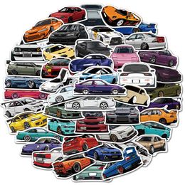 Outdoor Games Waterproof 52Pcs Cartoon JDM Racing Car Stickers Cool Decals DIY Luggage Laptop Motorcycle Car Phone Guitar Sticker for Kids Toy Wholesale