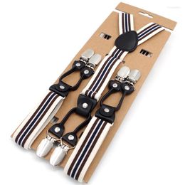 Belts Casual Suspenders Leather Tirantes Striped Elastic Suspender Women's Strap Trousers 6 Clips Wedding Braces Y-Back 2.5cm 120cm