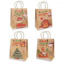 Gift Wrap 5Pcs Christmas Elements Candy Kraft Bag Merry Children Tree Santa