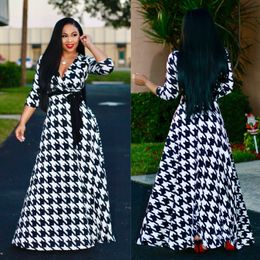 Fashion Casual Maxi Dresses Spring Autumn Blouse Designer Dress Womens Full Printing Lapel Neck Loose Clothes Long Sleeve Woman One Piece Skirts Clothing