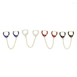 Hoop Earrings Fashion Beach Styles Enamel Multi Colour Cuuff Chain Earring With Star Engraved Women Wedding Handcuffs Shape
