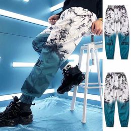 Men's Pants Men's Fashion Korean Style Ribbon Streetwear Harem Elastic Waist Cargo Men Casual Hip Hop Sweatpants
