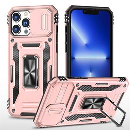 Shockproof Lens Protective Slider Door Mobile Phone cases Ring Holder Kickstand Combo For Samsung S22 ULTRA S21 PLUS S21FE A02 A22 A72 A52 A11 Cover B2