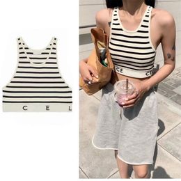 Woman Striped Knits Vest Designer Crop Tops for Summer Black White Trend Sleeveless Short Tank