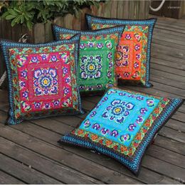 Pillow Wholesale China Ethnic Minority Areas Hand Weave Fabric And Machine Embroidery Cushion Cover Decorative Throw