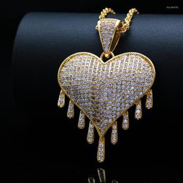 mens rope chain necklaces UK - Chains Hip Hop Iced Out Full Cubic Zircon Rope Chain Heart Pendant & Necklace For Men Jewelry Women Link Choker Mens